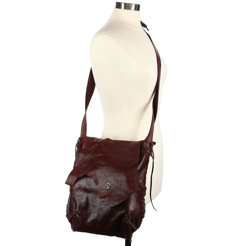 UNBRRANDED cowhide skull brown leather boho crossbody shoulder bag rustic purse - Picture 7 of 7